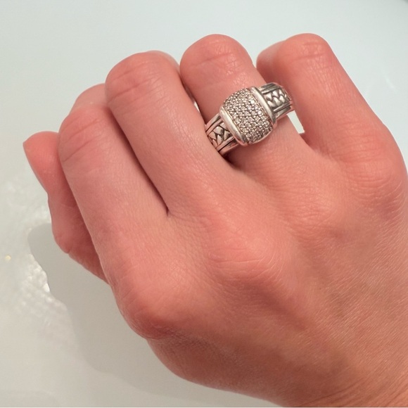 SCOTT KAY DIAMOND STERLING SILVER BASKETWEAVE EQUESTRIAN LADY'S RING - Picture 7 of 10